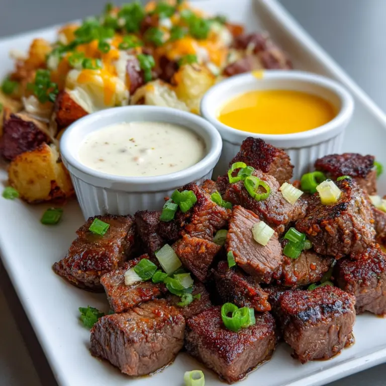 Garlic Butter Steak Bites and Crispy Smashed Potatoes Recipe