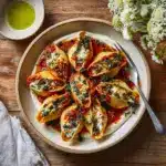 Unstuffed Spicy Tomato Basil Shells with Whipped Ricotta Recipe