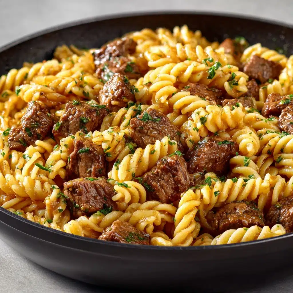 One-Pot Creamy Spicy Garlic Butter Steak & Pasta Recipe - Recipe Image