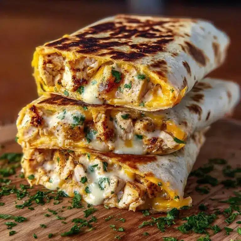 Ooey-Gooey Cheesy Garlic Chicken Wraps Recipe