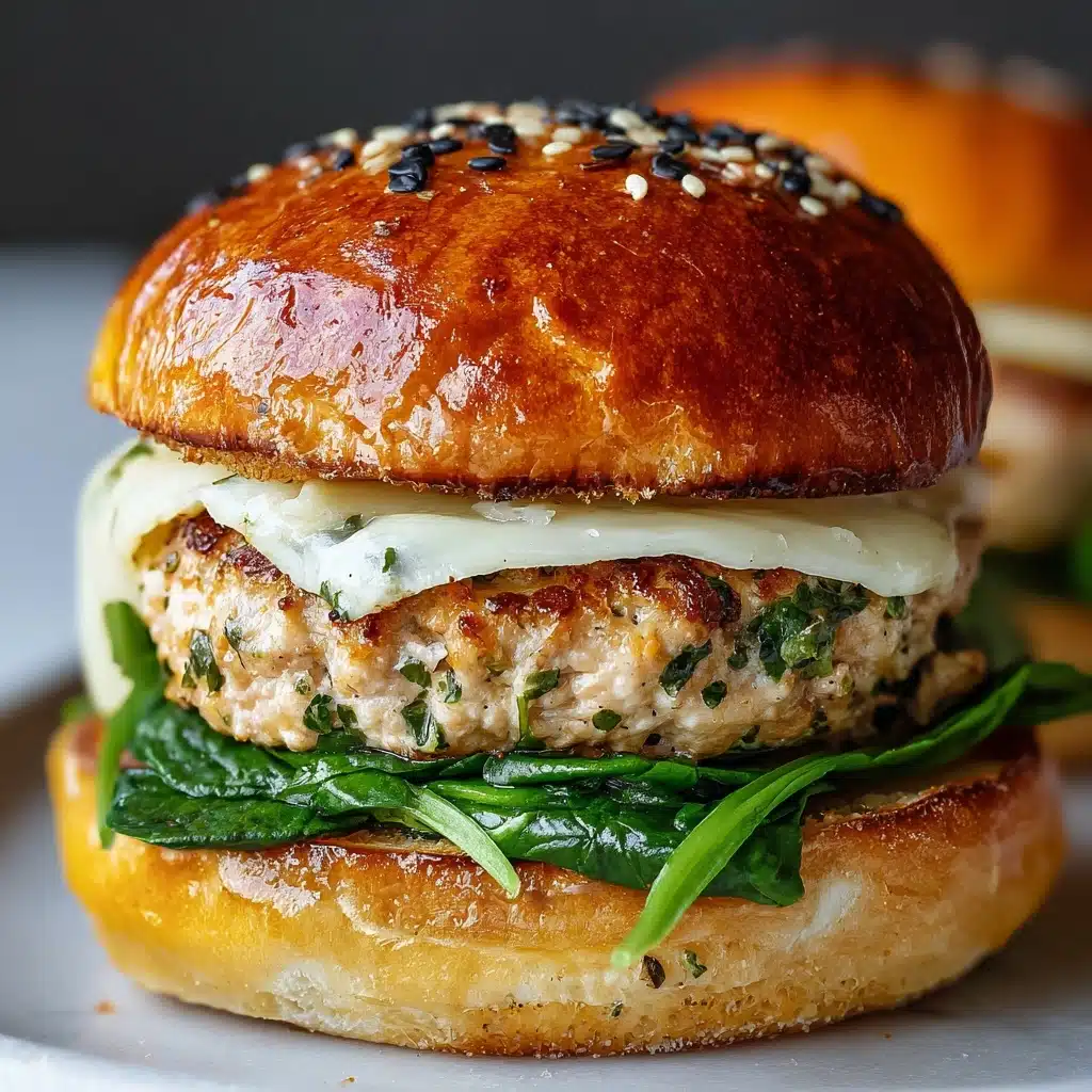 White Cheddar Spinach Chicken Burgers Recipe - Recipe Image