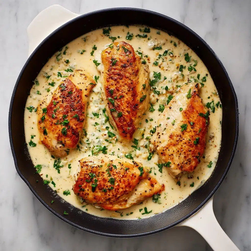 Parmesan Crusted Chicken with Creamy Garlic Sauce Recipe - Recipe Image