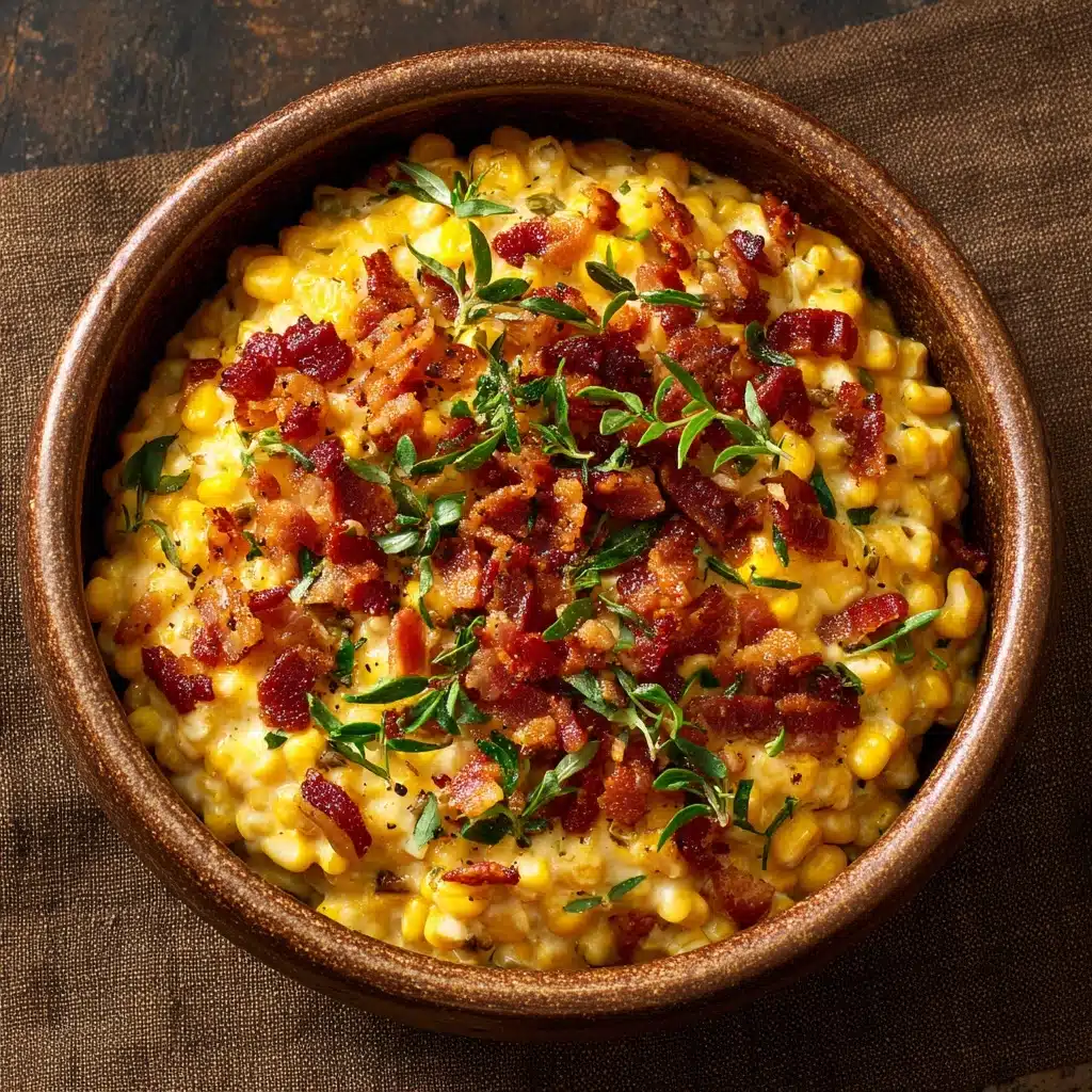 Easy Slow Cooker Cheddar Corn with Bacon Recipe - Recipe Image