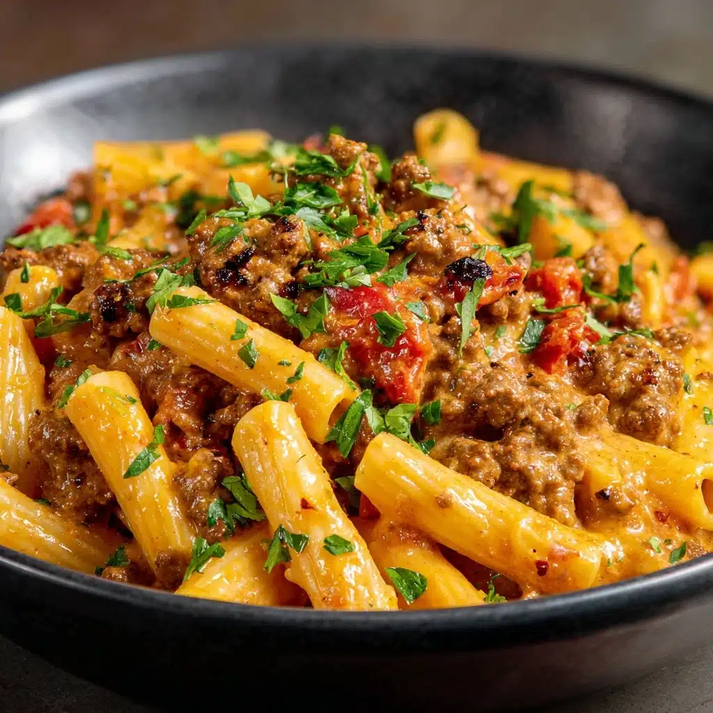 High Protein Creamy Beef Pasta Recipe - Recipe Image
