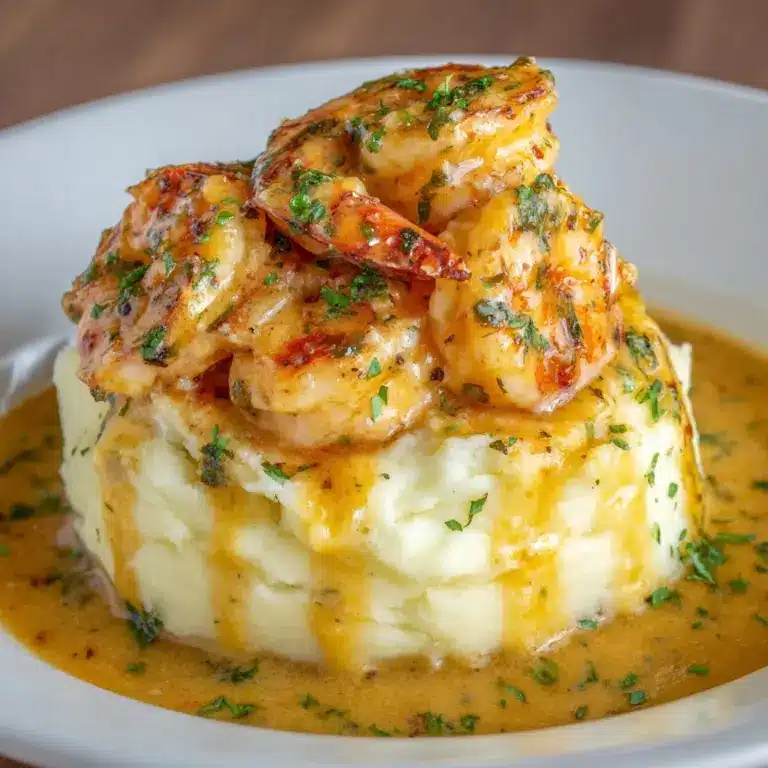 Creamy Garlic Shrimp & Mashed Potatoes Delight