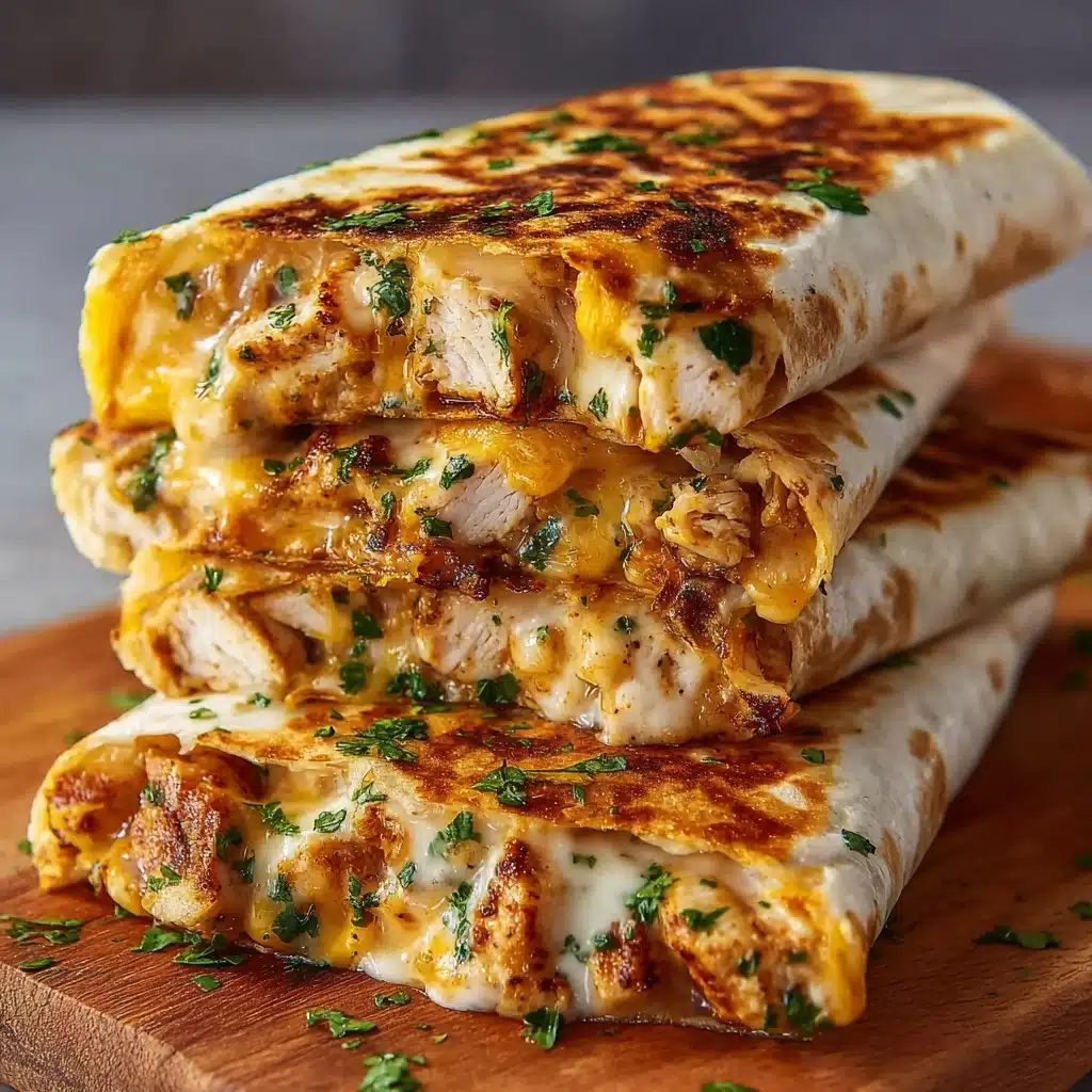 Ooey-Gooey Cheesy Garlic Chicken Wraps Recipe - Recipe Image