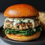 White Cheddar Spinach Chicken Burgers Recipe