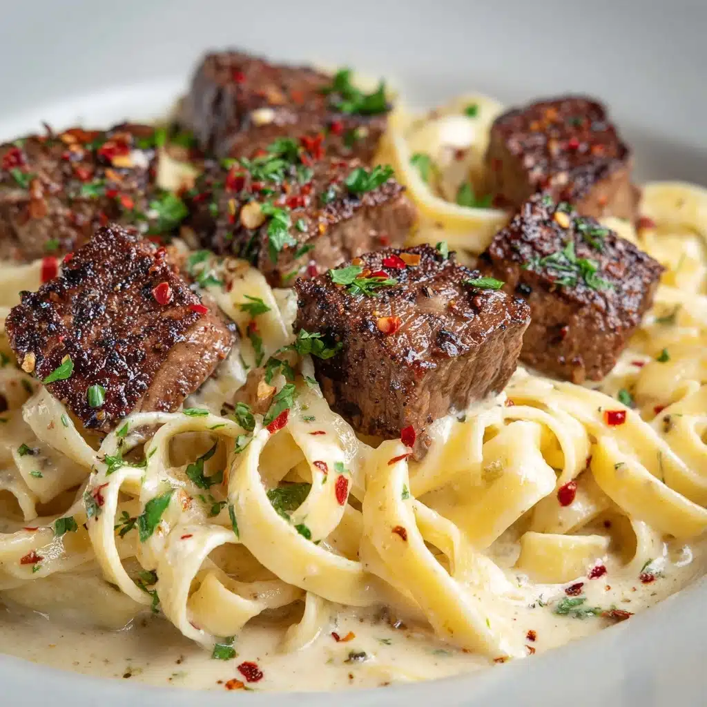 One-Pot Creamy Spicy Garlic Steak Pasta Recipe