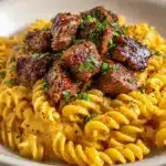 One-Pot Creamy Spicy Garlic Butter Steak & Pasta Recipe