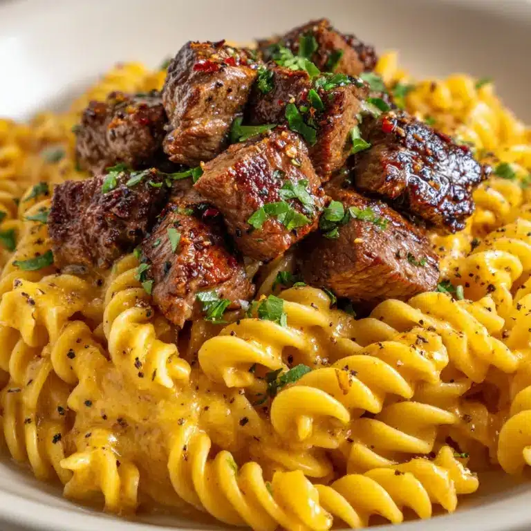 One-Pot Creamy Spicy Garlic Butter Steak & Pasta Recipe