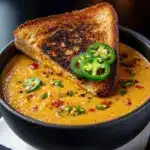 Spicy Jalapeño Popper Soup with Grilled Cheese Dippers Recipe