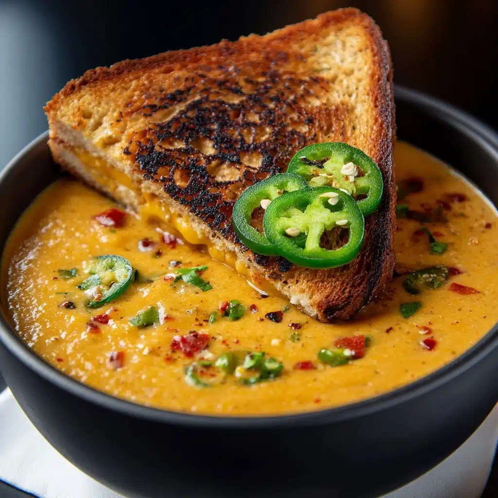 Spicy Jalapeño Popper Soup with Grilled Cheese Dippers Recipe