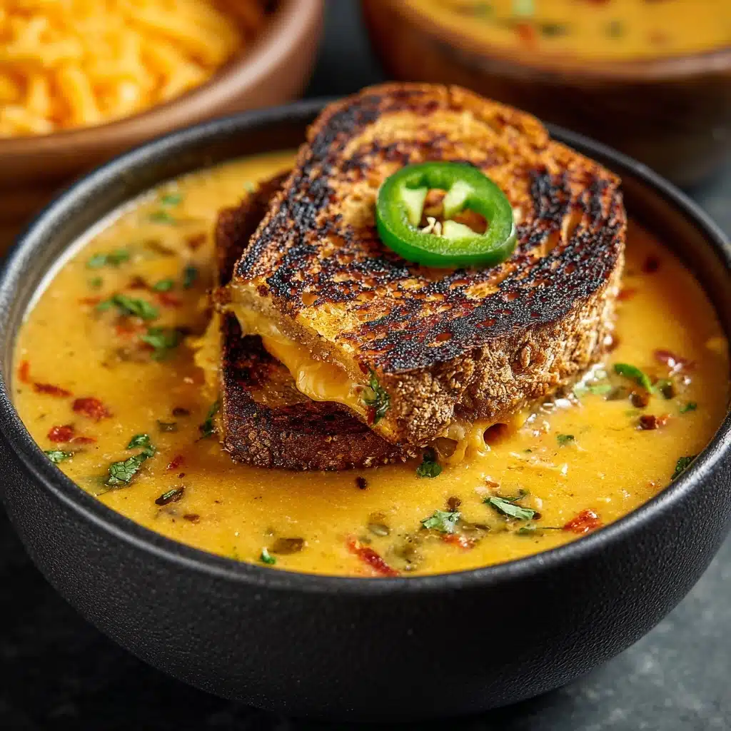 Spicy Jalapeño Popper Soup with Grilled Cheese Dippers Recipe - Recipe Image