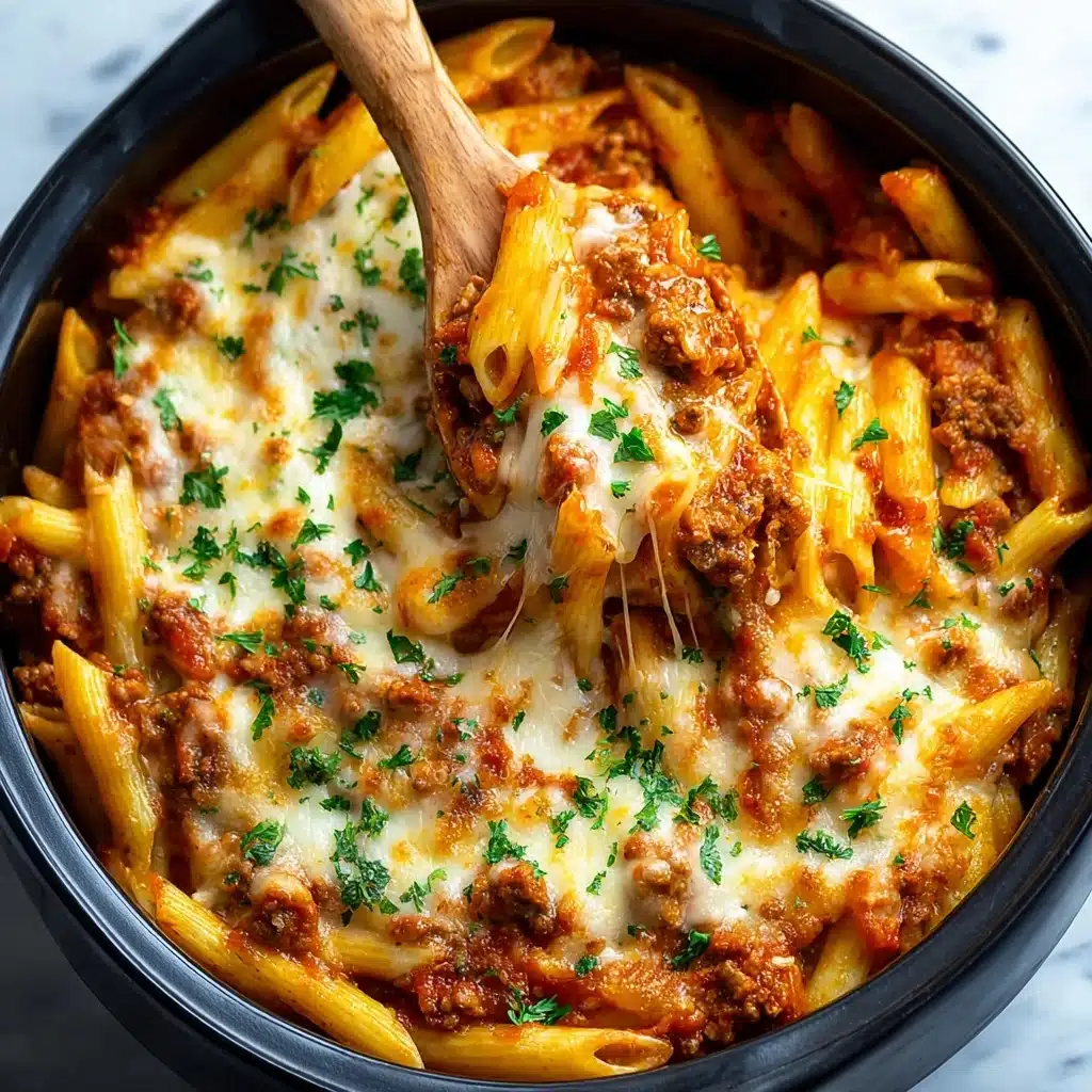 Savory Slow Cooker Baked Ziti Recipe - Recipe Image