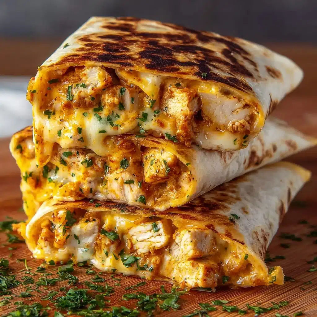 Ooey-Gooey Cheesy Garlic Chicken Wraps Recipe - Recipe Image