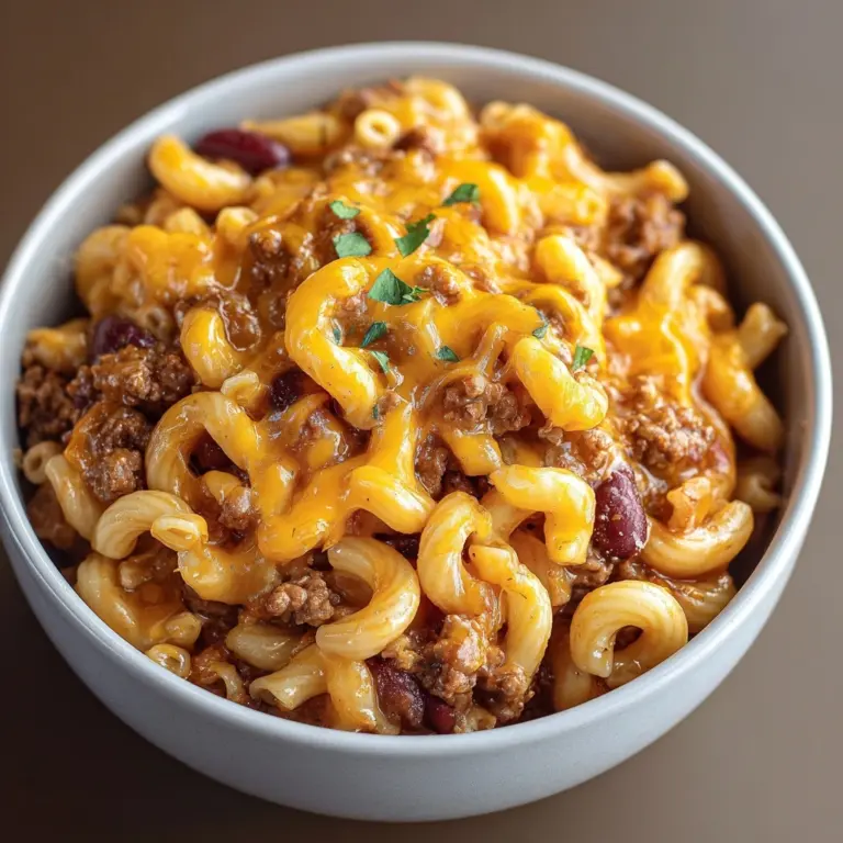 Crock Pot Cheddar Chili Mac Recipe