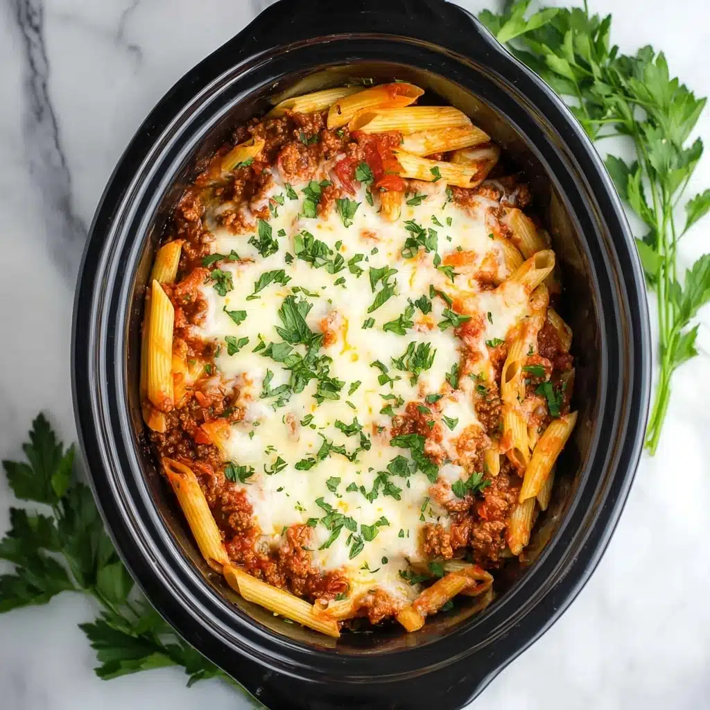 Savory Slow Cooker Baked Ziti Recipe - Recipe Image