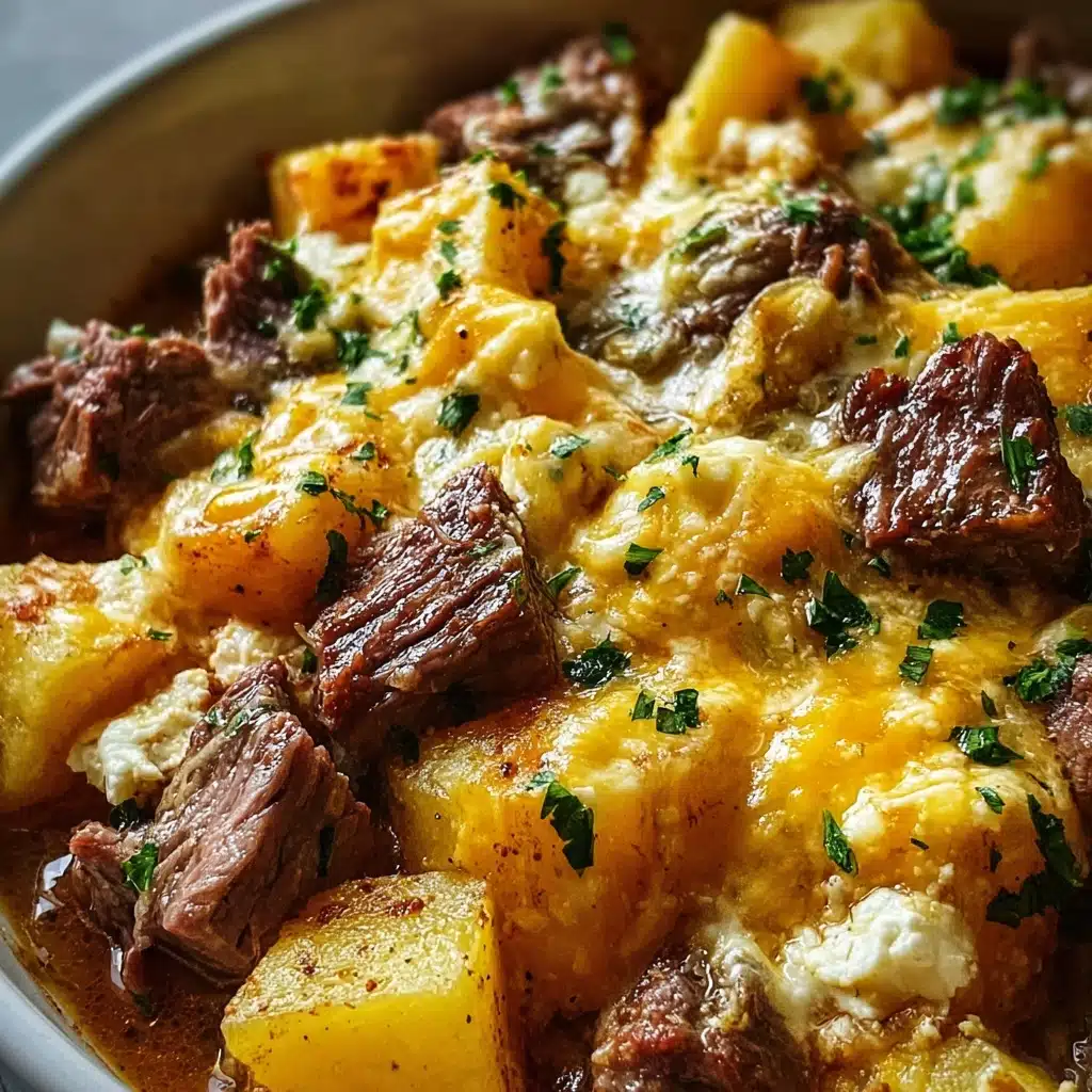 Crockpot Loaded Steak and Potato Bake Recipe - Recipe Image