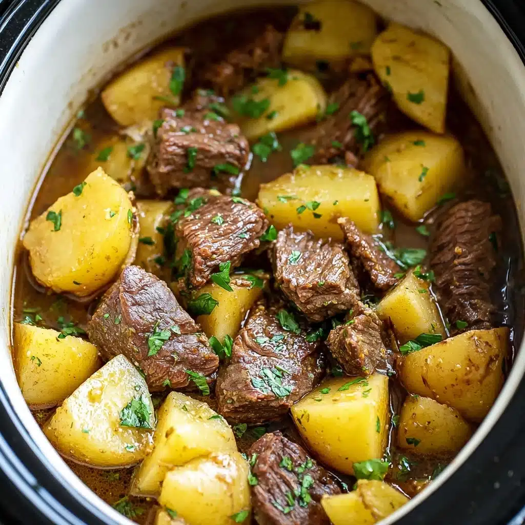 Slow Cooker Steak and Cheddar Potato Casserole Recipe - Recipe Image