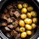 crockpot garlic butter beef bites with potatoes Recipe
