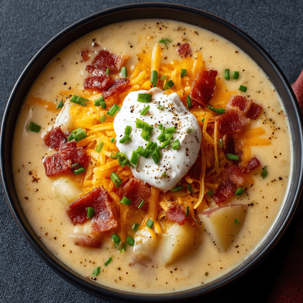 Comforting Loaded Baked Potato Soup Recipe - Recipe Image