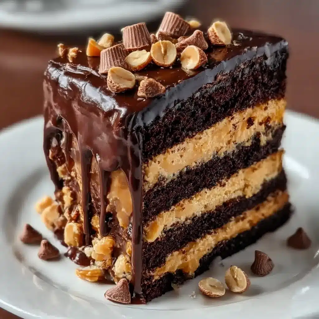Heavenly Chocolate Peanut Butter Ooey Gooey Cake Recipe - Recipe Image