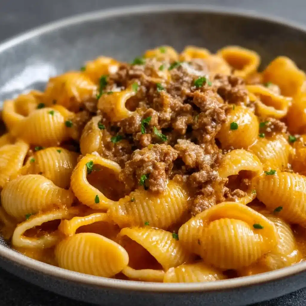 Creamy Beef and Shells Recipe - Recipe Image
