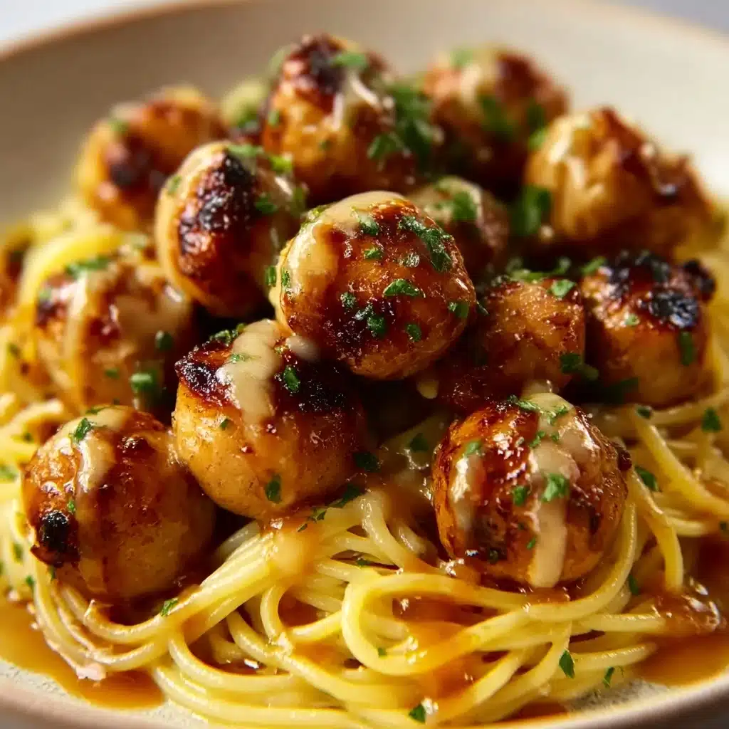 Plate the pasta and top with garlic butter chicken bites Recipe