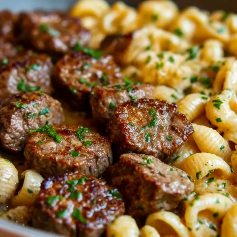 Cajun Steak Bites and Cheesy Garlic Shells Skillet Recipe