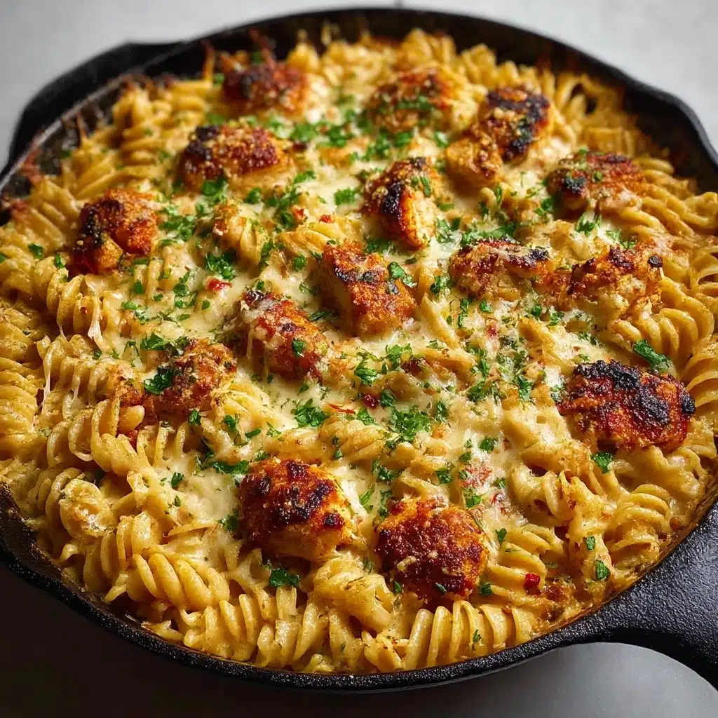 Cheesy Cajun Garlic Chicken Rotini Skillet Recipe - Recipe Image