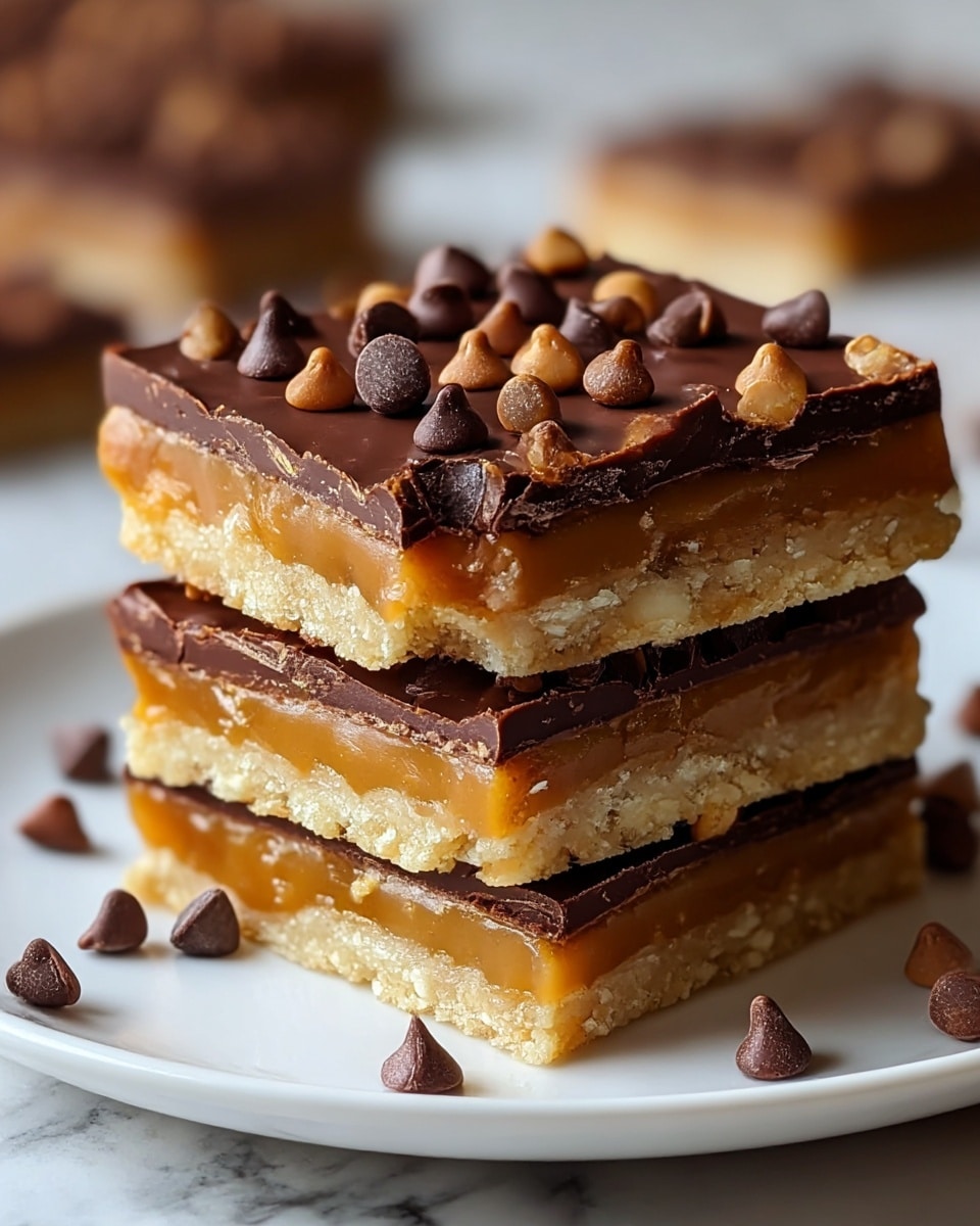 Homemade Caramel Chocolate Crunch Bars Recipe - Recipe Image