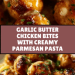 Plate the pasta and top with garlic butter chicken bites Recipe