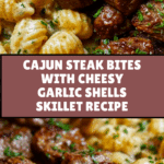 Cajun Steak Bites and Cheesy Garlic Shells Skillet Recipe