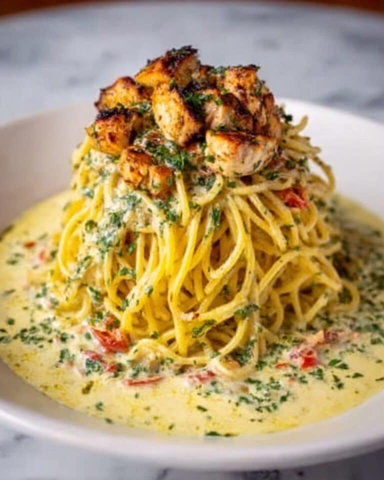 Spaghetti with Garlic Mozzarella Sauce and Cajun Chicken Recipe