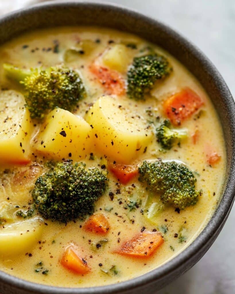 Crockpot Potato Broccoli Cheddar Soup Recipe