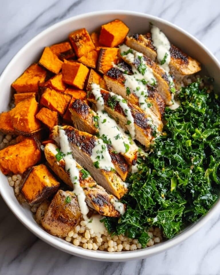 Chicken Sweet Potato Bowl with Creamy Yogurt-Tahini Sauce Recipe