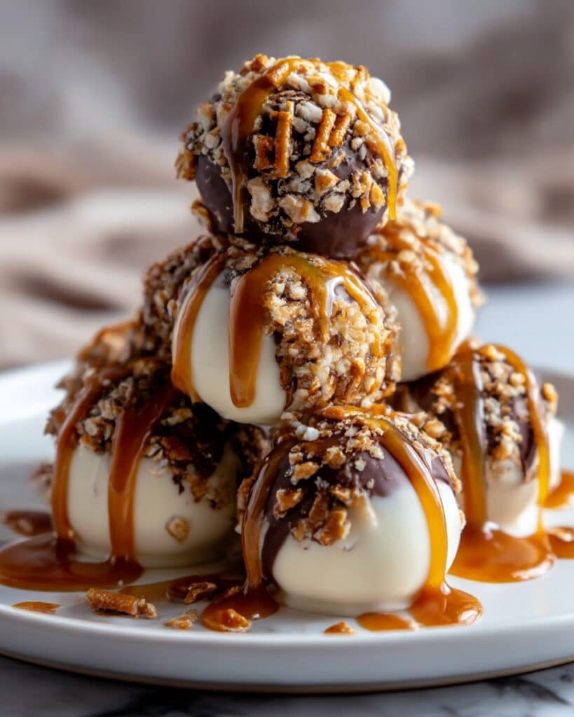 Salted Caramel Pretzel Cheesecake Balls Recipe