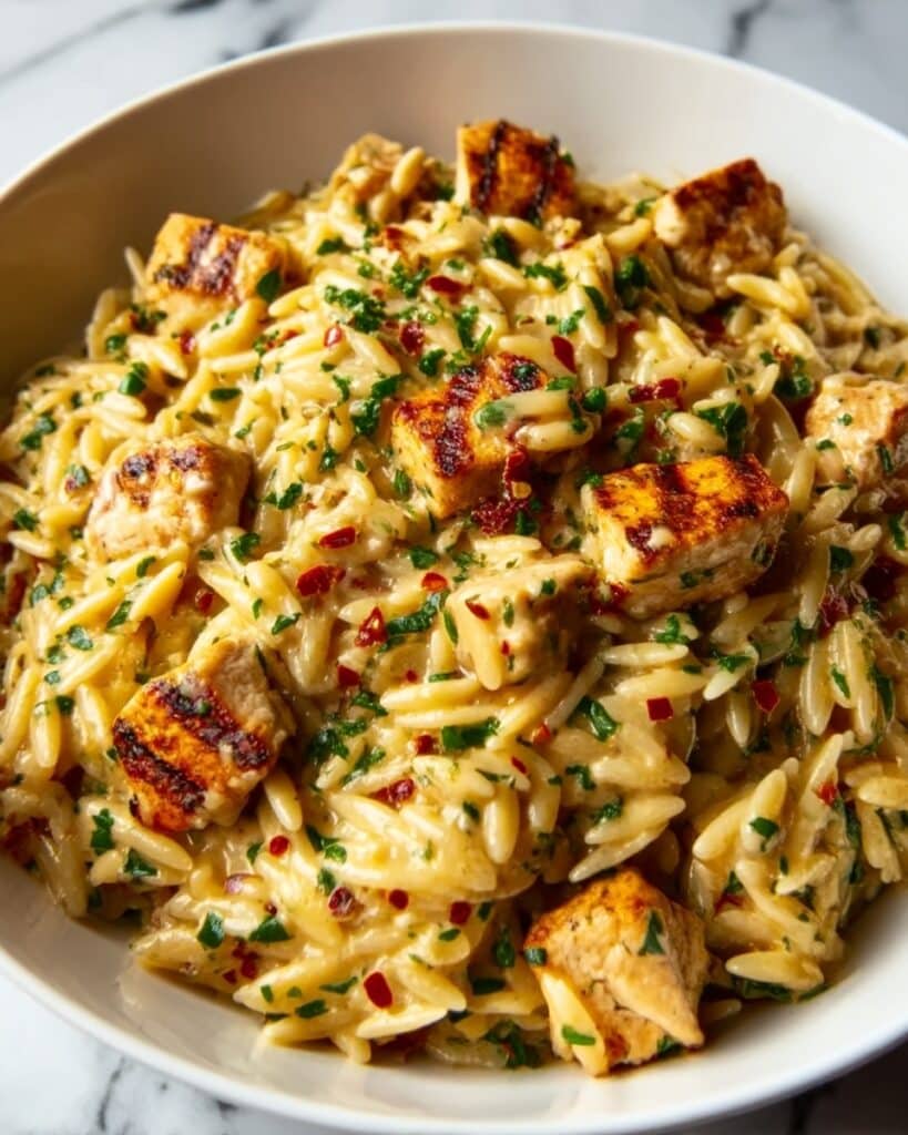 One Pot Cajun Chicken Alfredo Orzo Recipe