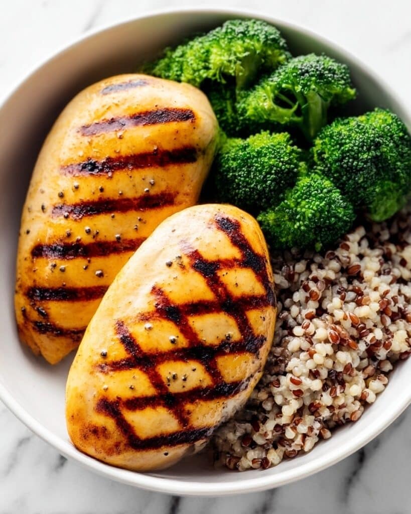 Easy Grilled Chicken Broccoli Bowls with Creamy Garlic Sauce Recipe