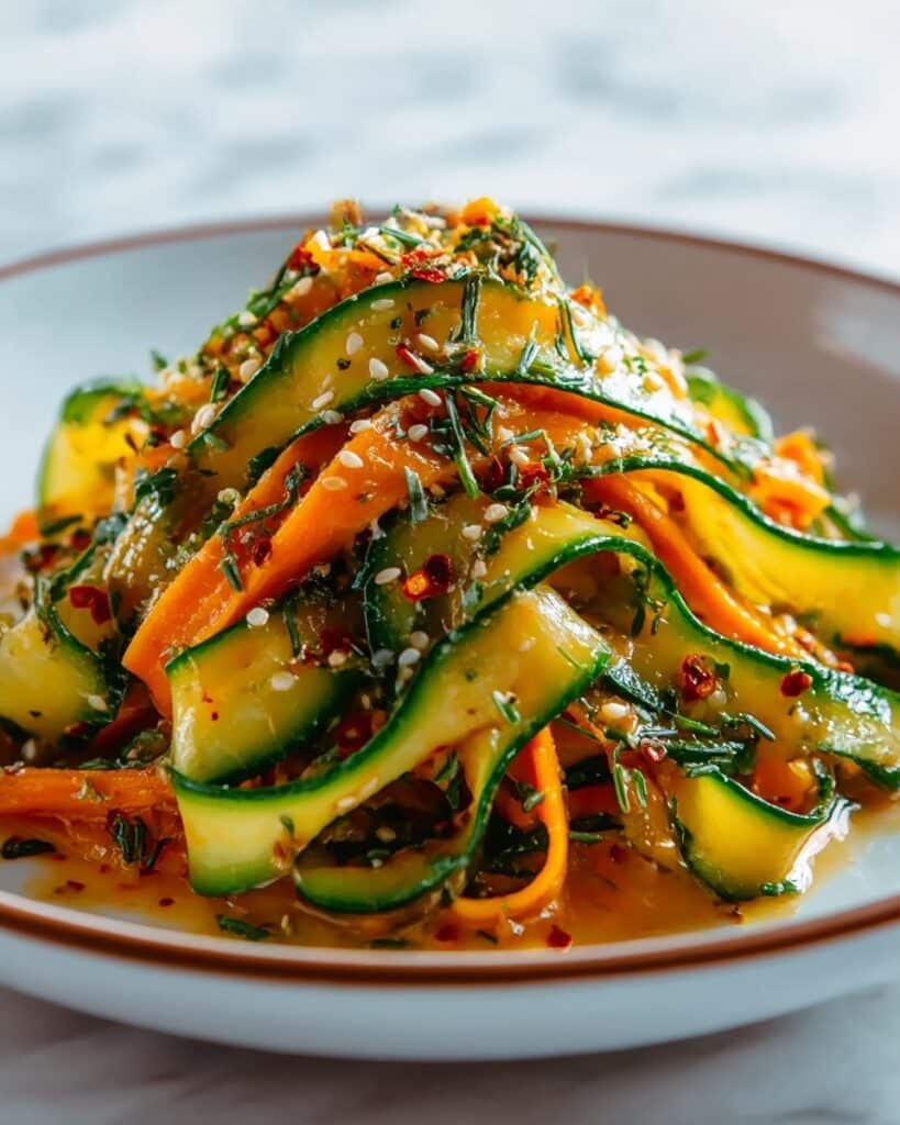 Cucumber Carrot Salad with Sesame Seeds and Spicy Gochugaru Dressing Recipe