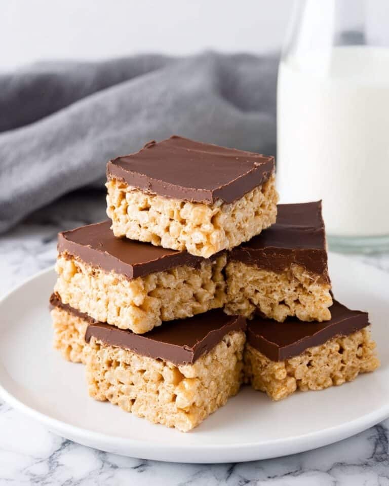 Peanut Butter Rice Krispie Treats with Chocolate Drizzle Recipe