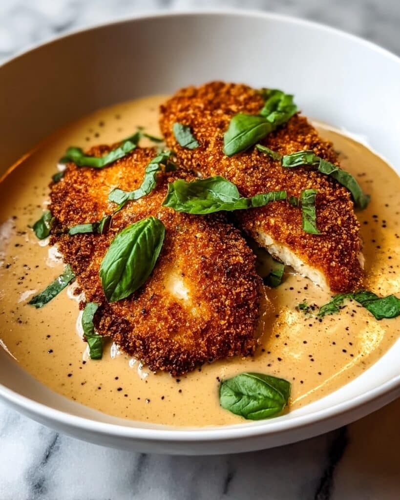 Crispy Parmesan Crusted Chicken With Creamy Garlic Sauce Recipe
