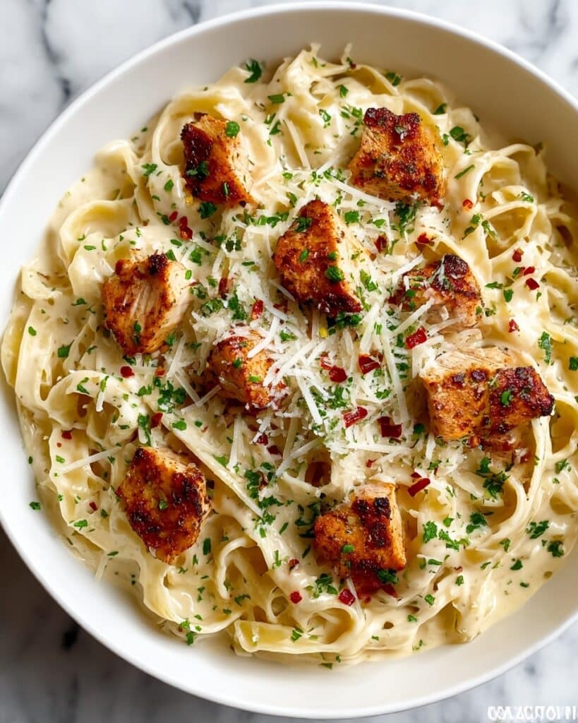 Garlic Butter Chicken Bites with Creamy Parmesan Pasta Recipe