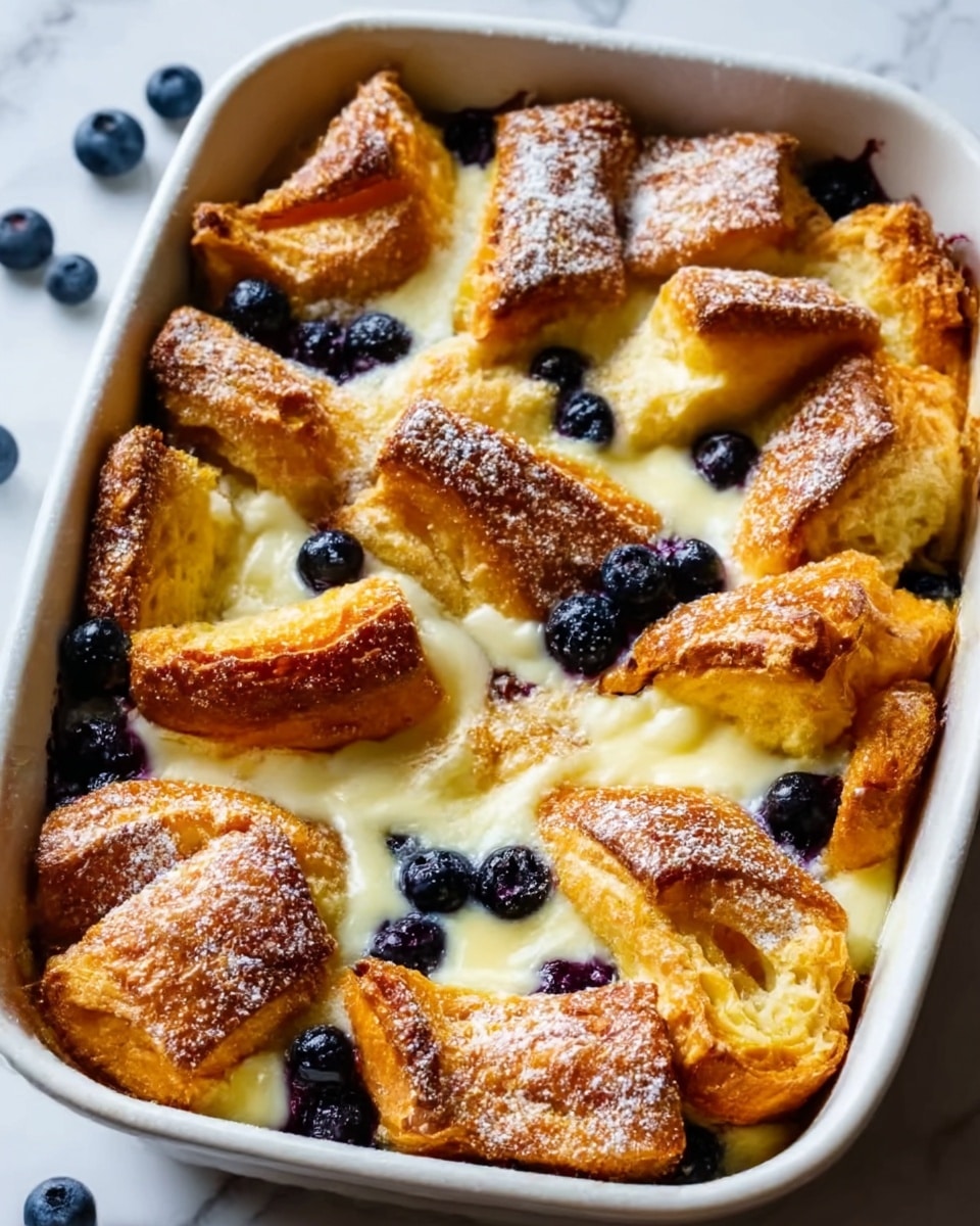 Blueberry Cream Cheese Croissant Casserole Recipe - Recipe Image