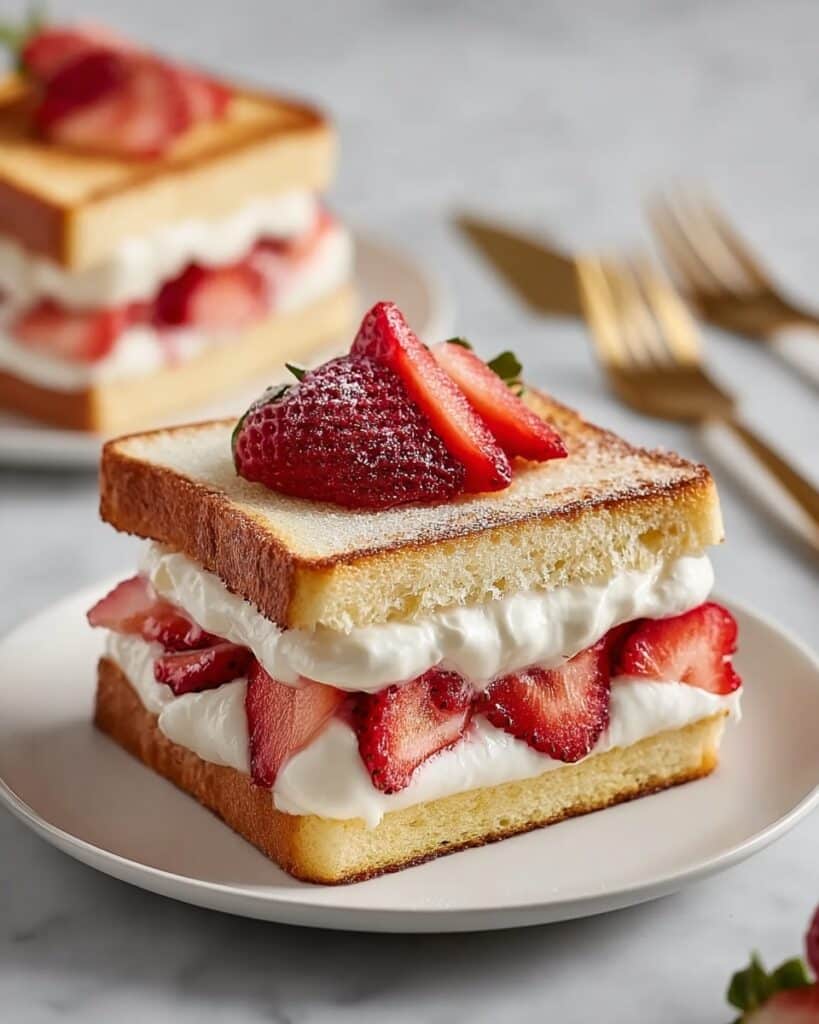Strawberry Shortcake Custard Toast Stack Recipe