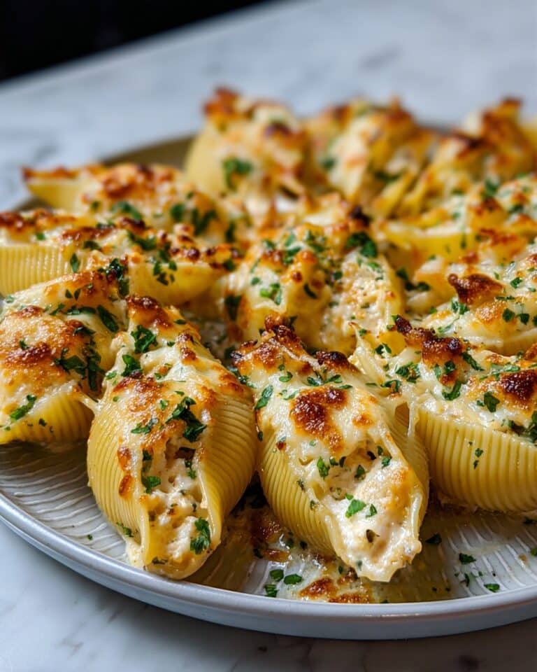 Creamy Chicken Alfredo Stuffed Shells with Baked Alfredo Sauce Recipe