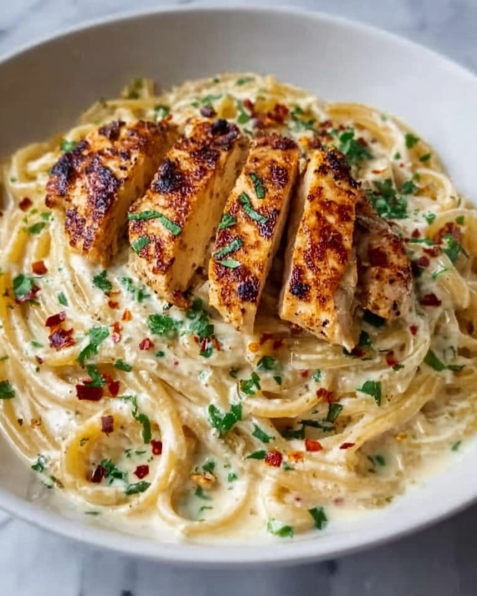 Hühnchen in cremiger Sahne-Parmesan-Soße mit Pasta Recipe