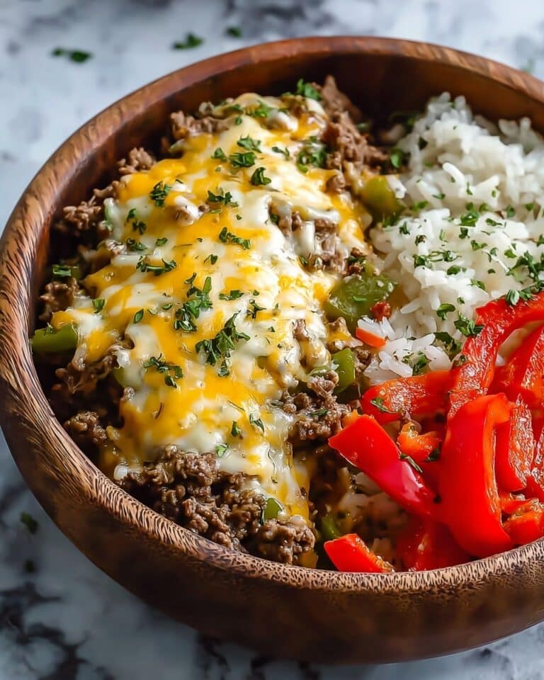 Ground Beef Philly Cheesesteak Bowl Recipe